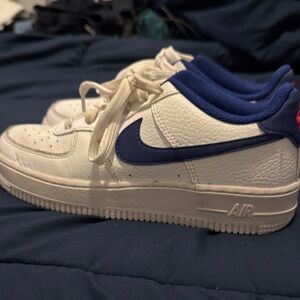 White and Blue Nike Air Force Ones